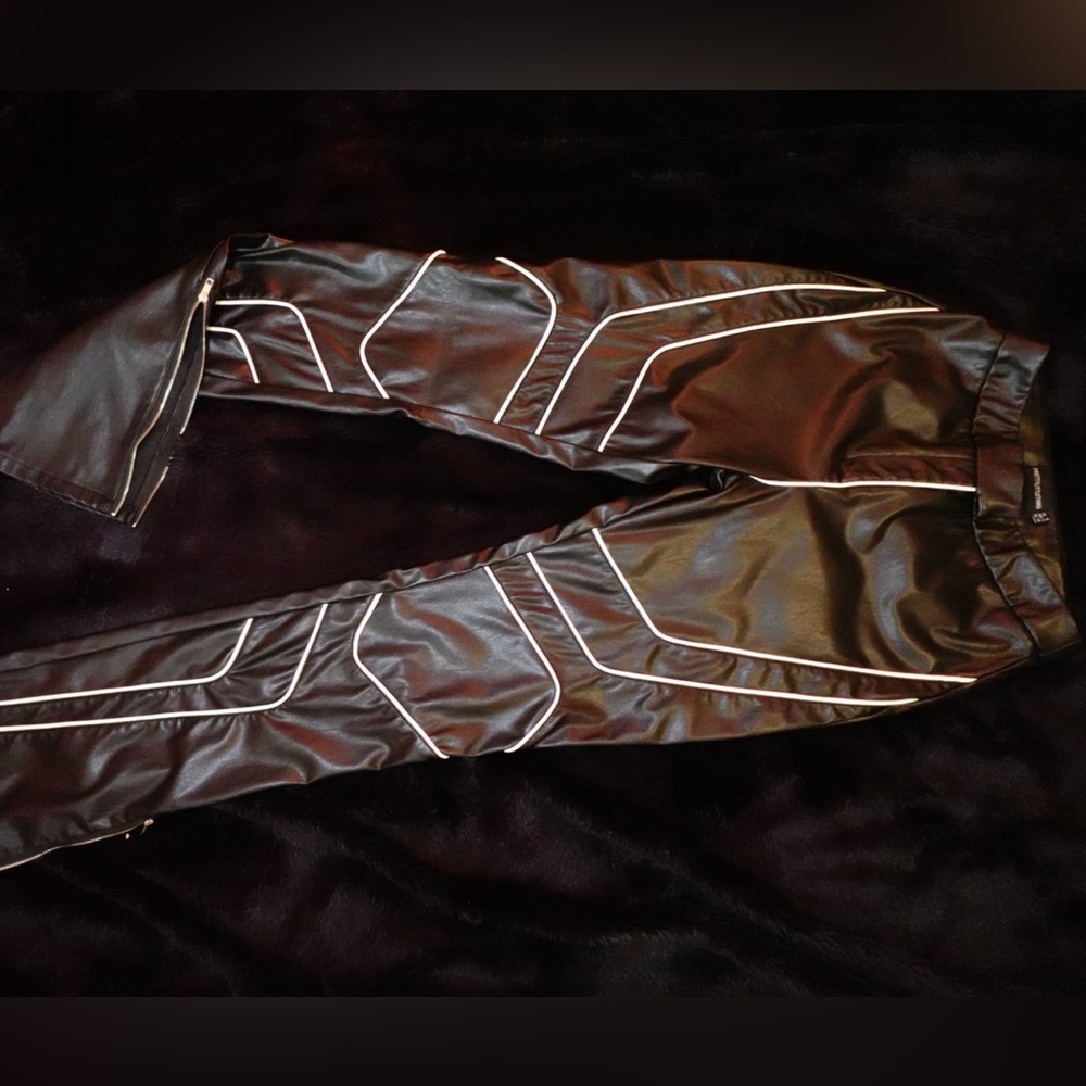 Faux Leather motorcycle straight leg pants (size 2)